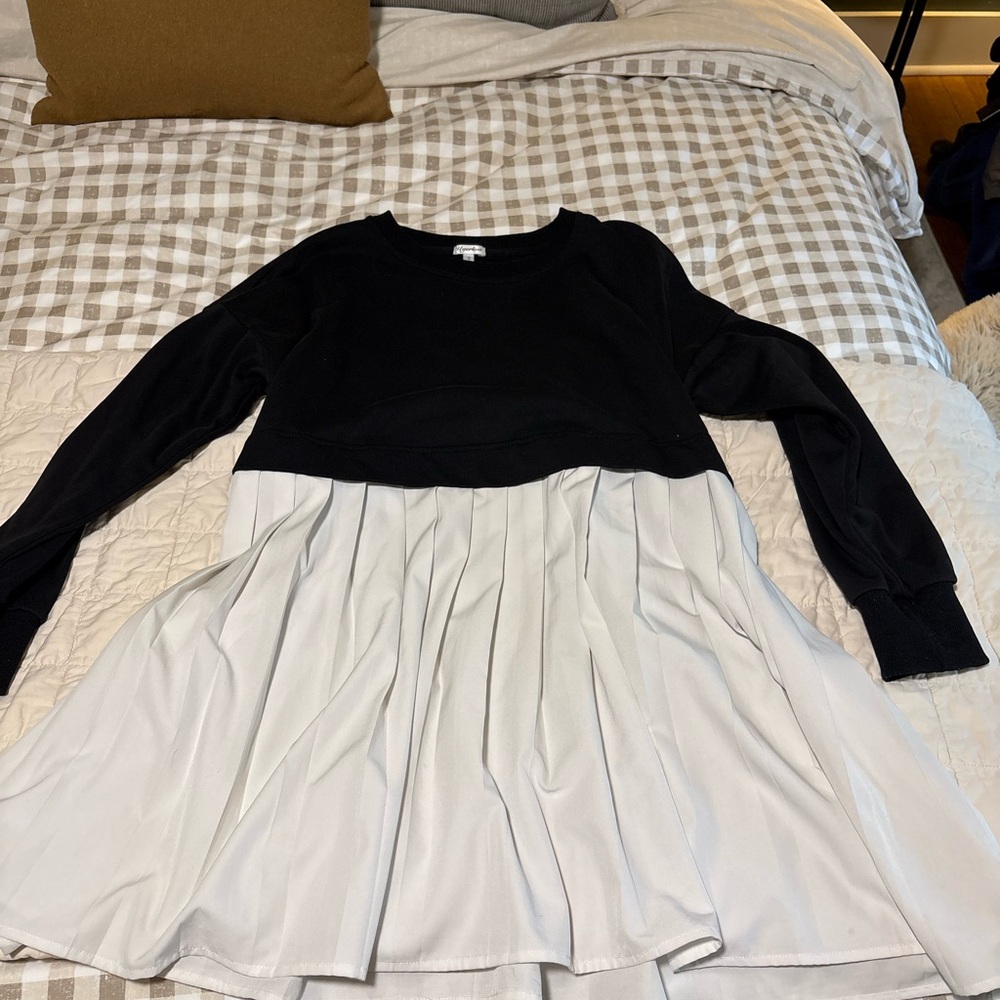 Black and White Long Sleeve Dress